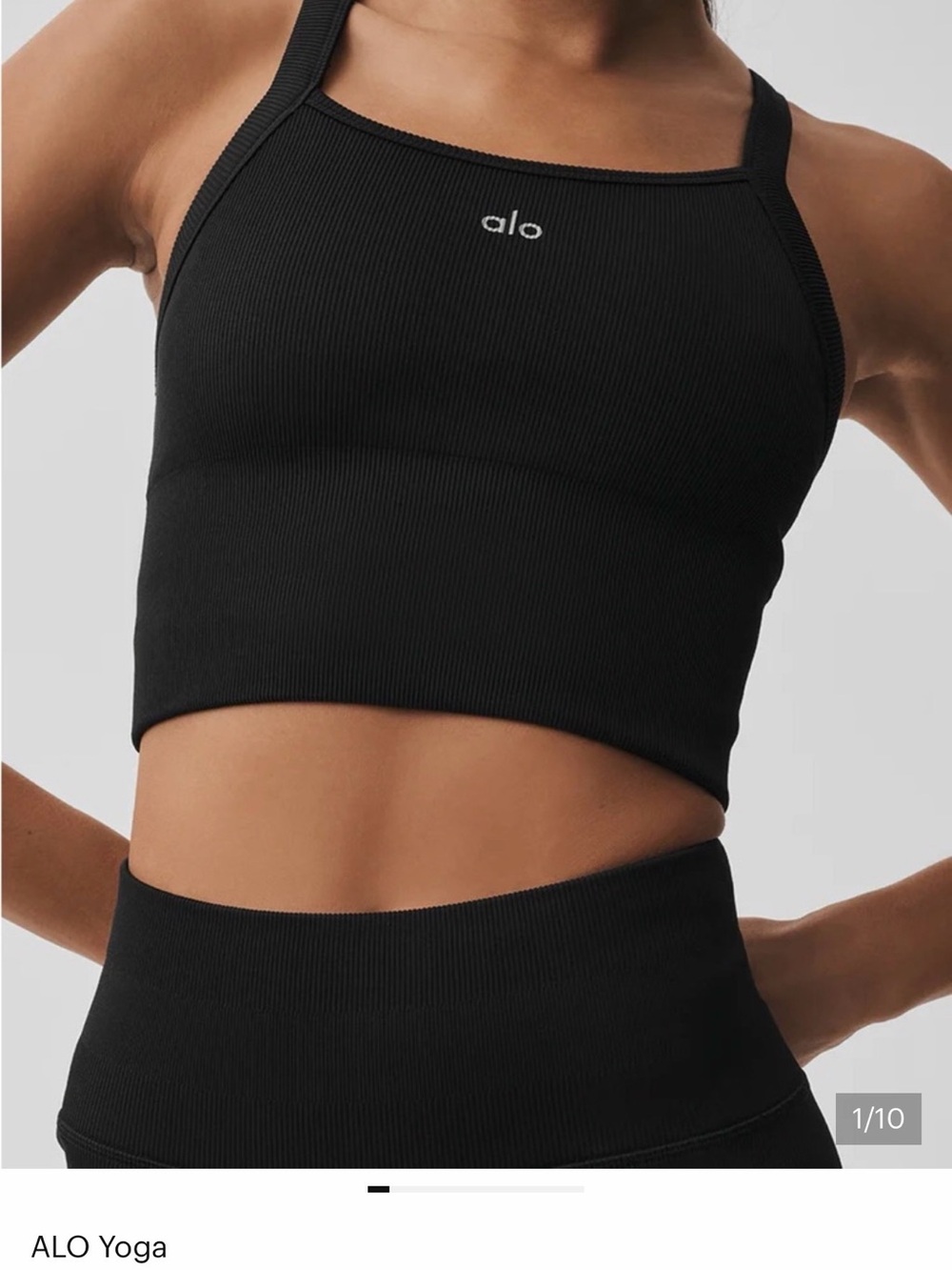 ALO Yoga Black Ribbed Crop Tank